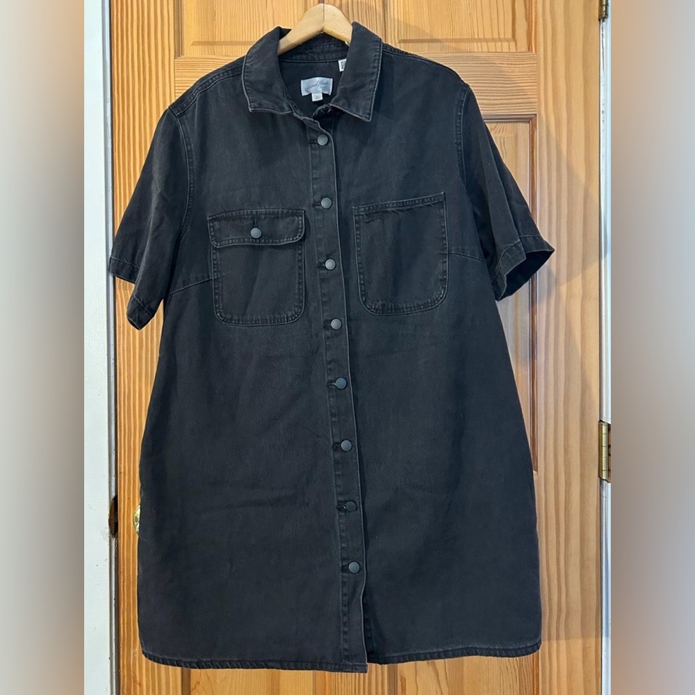 Black Denim Buttoned Dress